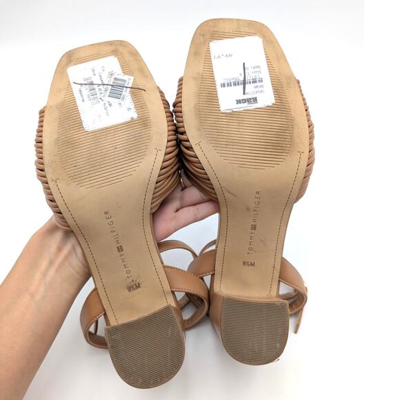 Tommy Hilfiger Sarifina Knot Block Heel Sandals Women's Brown Size US9.5M EU40 - Picture 8 of 14